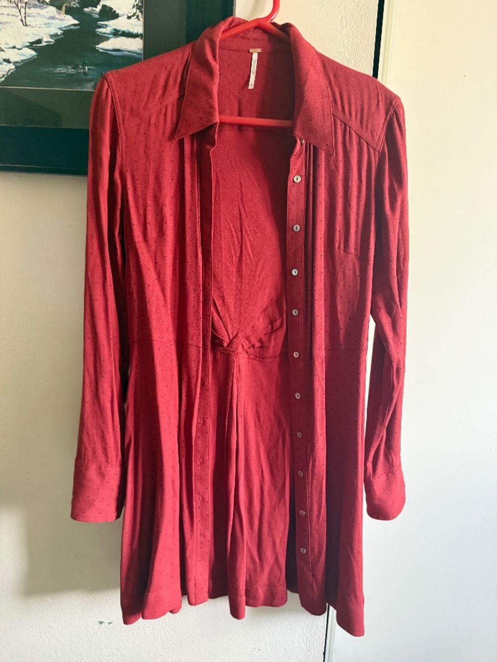 Free People Red Tunic with Black Polka Dots